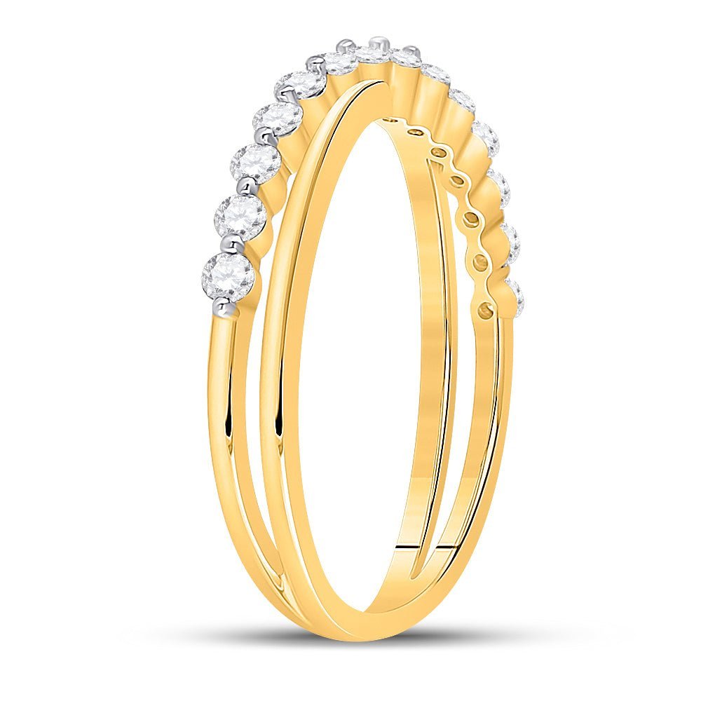 Radiant Elegance: 10kt Yellow Gold Diamond Crossover Stackable Band Ring - Splendid Jewellery