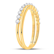 Load image into Gallery viewer, Radiant Elegance: 10kt Yellow Gold Diamond Crossover Stackable Band Ring product Side View from Splendid Jewellery