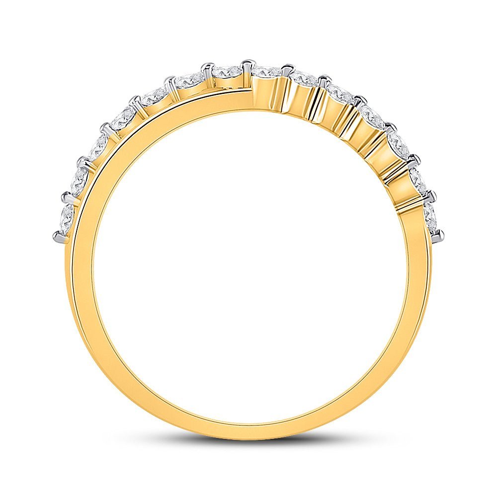 Radiant Elegance: 10kt Yellow Gold Diamond Crossover Stackable Band Ring - Splendid Jewellery