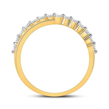 Load image into Gallery viewer, Radiant Elegance: 10kt Yellow Gold Diamond Crossover Stackable Band Ring - Splendid Jewellery