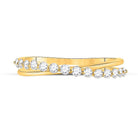 Radiant Elegance: 10kt Yellow Gold Diamond Crossover Stackable Band Ring - Splendid Jewellery