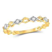 Load image into Gallery viewer, Radiant Elegance: 10kt Yellow Gold Diamond Stackable Band Ring - Top View