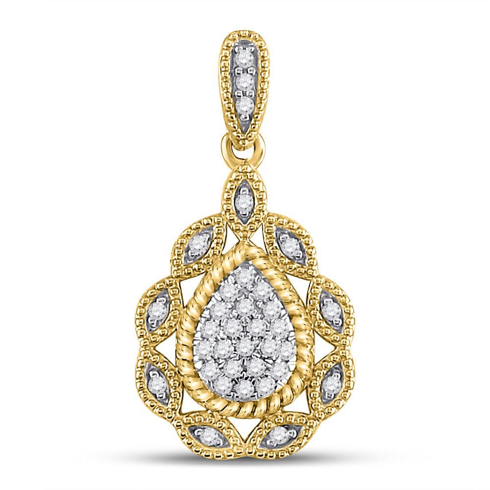 Radiant Elegance: 10kt Yellow Gold Diamond Teardrop Pendant - Splendid Jewellery