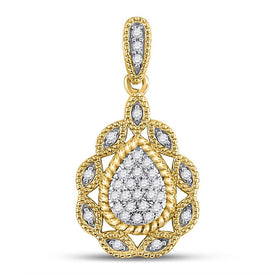 Radiant Elegance: 10kt Yellow Gold Diamond Teardrop Pendant - Splendid Jewellery