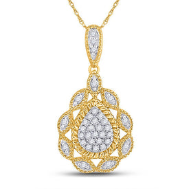 Radiant Elegance: 10kt Yellow Gold Diamond Teardrop Pendant - Splendid Jewellery