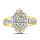 Radiant Elegance: 10kt Yellow Gold Marquise Diamond Cluster Ring Front View from Splendid Jewellery