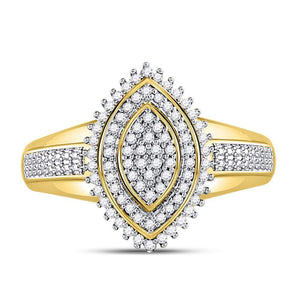 Radiant Elegance: 10kt Yellow Gold Marquise Diamond Cluster Ring - Splendid Jewellery