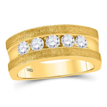 Load image into Gallery viewer, Radiant Elegance: 10kt Yellow Gold Men's 5 - Stone Round Diamond Wedding Ring - Splendid Jewellery