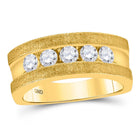 Radiant Elegance: 10kt Yellow Gold Men's 5-Stone Round Diamond Wedding Ring Top view from the 10Kt Yellow Gold Mens Machine Set Round Diamond 5 Stone Wedding Ring 1 Cttwpin98141 collection by Splendid Jewellery