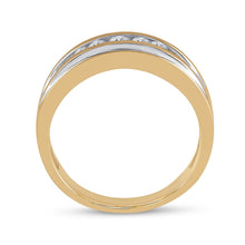 Load image into Gallery viewer, Radiant Elegance: 10kt Yellow Gold Mens Round Diamond 5 - stone Wedding Ring 1/4 Cttw - Splendid Jewellery