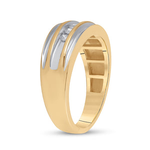 Radiant Elegance: 10kt Yellow Gold Mens Round Diamond 5 - stone Wedding Ring 1/4 Cttw - Splendid Jewellery