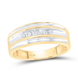 Radiant Elegance: 10kt Yellow Gold Mens Round Diamond 5-stone Wedding Ring 1/4 Cttw Top view from the 10Kt Yellow Gold Mens Round Diamond 5 Stone Wedding Ring 1 4 Cttwpin82839 collection by Splendid Jewellery