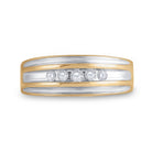 Radiant Elegance: 10kt Yellow Gold Mens Round Diamond 5 - stone Wedding Ring 1/4 Cttw - Splendid Jewellery