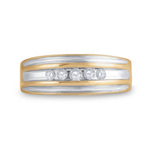 Load image into Gallery viewer, Radiant Elegance: 10kt Yellow Gold Mens Round Diamond 5 - stone Wedding Ring 1/4 Cttw - Splendid Jewellery