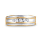 Radiant Elegance: 10kt Yellow Gold Mens Round Diamond 5-stone Wedding Ring 1/4 Cttw Front view from the 10Kt Yellow Gold Mens Round Diamond 5 Stone Wedding Ring 1 4 Cttwpin82839 collection by Splendid Jewellery