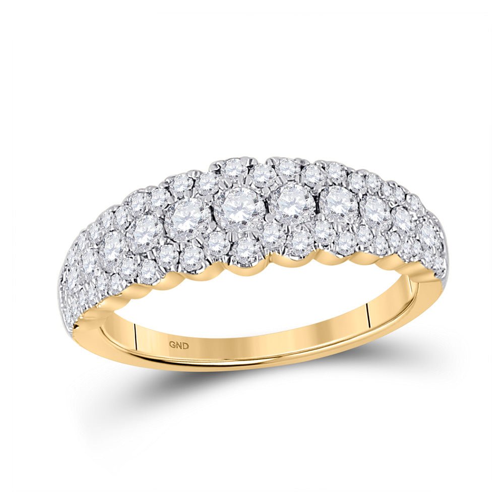 Radiant Elegance: 10kt Yellow Gold Women's Round Diamond Anniversary Band Ring 1 Cttw - Splendid Jewellery