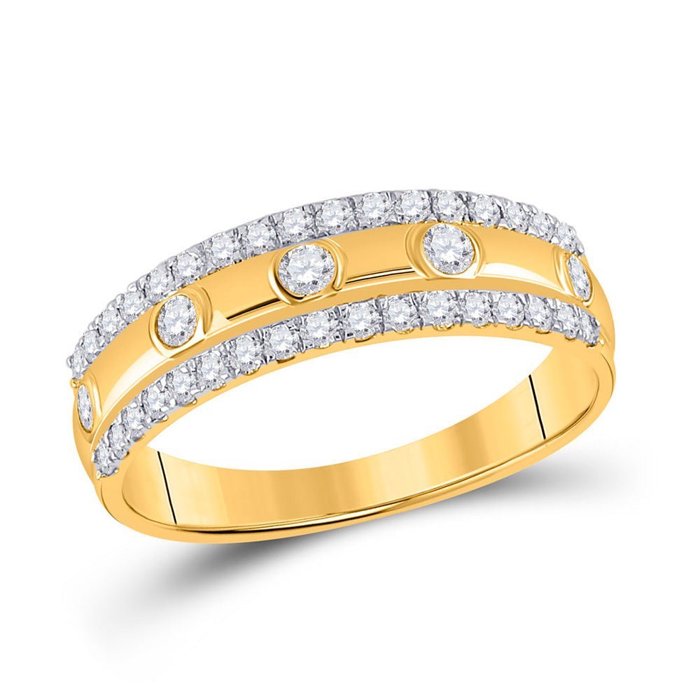 Radiant Elegance: 10kt Yellow Gold Womens Round Diamond Anniversary Ring 1/2 Cttw - Splendid Jewellery