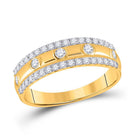 Radiant Elegance: 10kt Yellow Gold Womens Round Diamond Anniversary Ring 1/2 Cttw - Splendid Jewellery