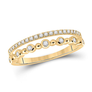 Radiant Elegance: 10kt Yellow Gold Womens Round Diamond Band Ring 1/5 Cttw - Splendid Jewellery