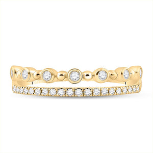 Radiant Elegance: 10kt Yellow Gold Womens Round Diamond Band Ring 1/5 Cttw - Splendid Jewellery