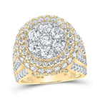 Radiant Elegance: 10kt Yellow Gold Womens Round Diamond Cluster Fashion Ring 4 Cttw - Splendid Jewellery