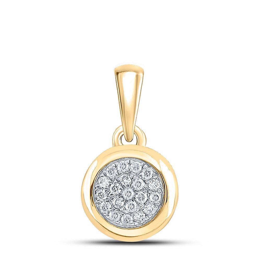 Radiant Elegance: 10kt Yellow Gold Womens Round Diamond Cluster Pendant 1/6 Cttw - Splendid Jewellery