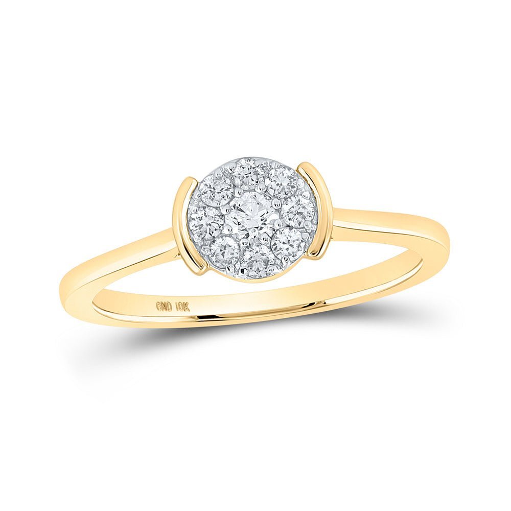Radiant Elegance: 10kt Yellow Gold Womens Round Diamond Cluster Ring 1/4 Cttw - Splendid Jewellery