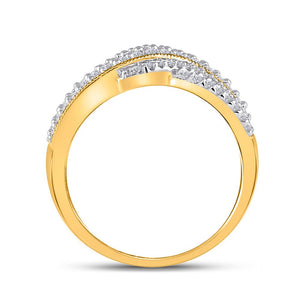 Radiant Elegance: 10kt Yellow Gold Womens Round Diamond Crossover Band Ring 1/2 Cttw - Splendid Jewellery