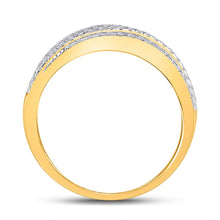 Load image into Gallery viewer, Radiant Elegance: 10kt Yellow Gold Womens Round Diamond Crossover Fashion Ring 1/3 Cttw - Splendid Jewellery