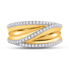 Radiant Elegance: 10kt Yellow Gold Womens Round Diamond Crossover Fashion Ring 1/3 Cttw - Splendid Jewellery