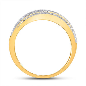 Radiant Elegance: 10kt Yellow Gold Womens Round Diamond Crossover Fashion Ring 1/3 Cttw - Splendid Jewellery