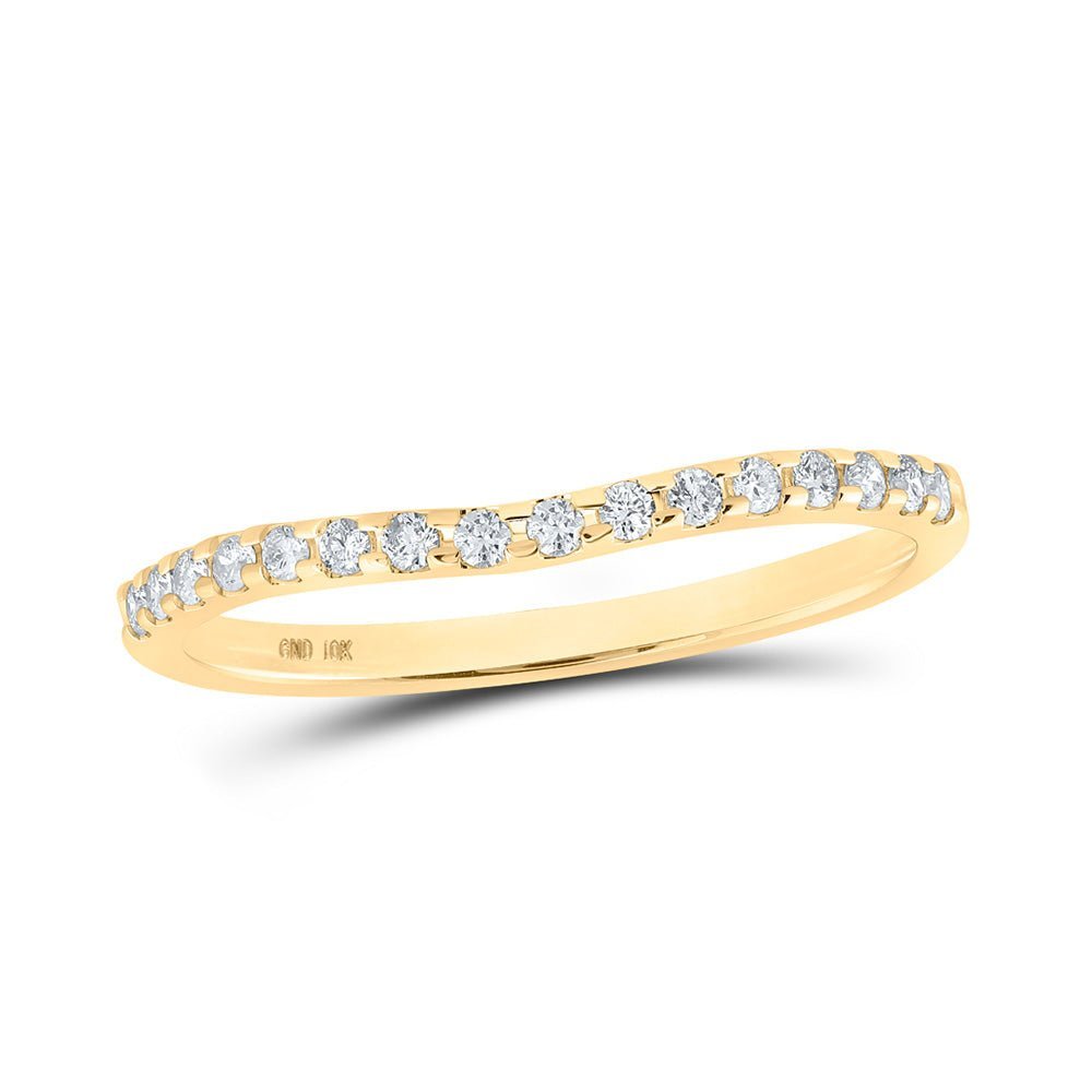 Radiant Elegance: 10kt Yellow Gold Womens Round Diamond Curved Band Ring - Splendid Jewellery