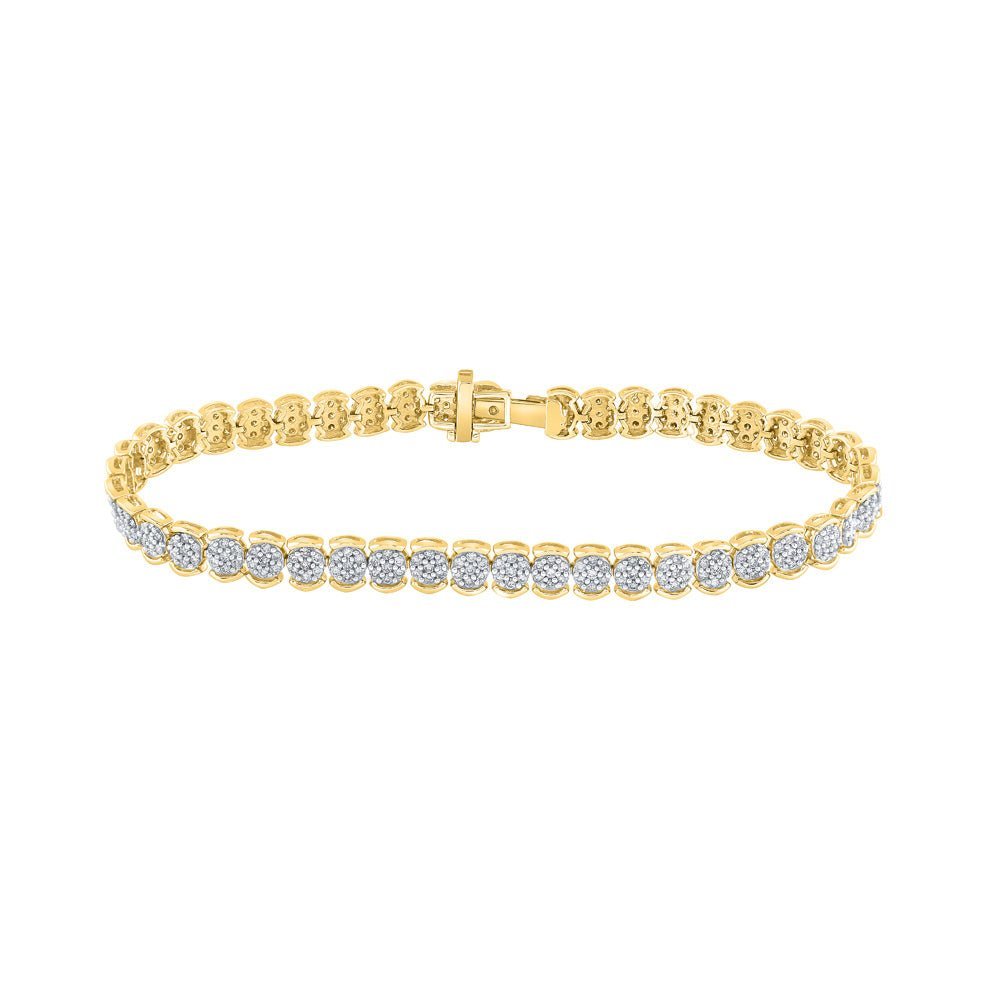 Radiant Elegance: 10kt Yellow Gold Womens Round Diamond Fashion Bracelet 2 Cttw - Splendid Jewellery