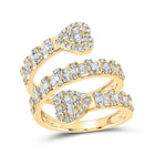 Radiant Elegance: 10kt Yellow Gold Womens Round Diamond Heart Spiral Cuff Band Ring 1 Cttw - Splendid Jewellery