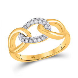 Radiant Elegance: 10kt Yellow Gold Womens Round Diamond Linked Oval Ring 1/5 Cttw - Splendid Jewellery