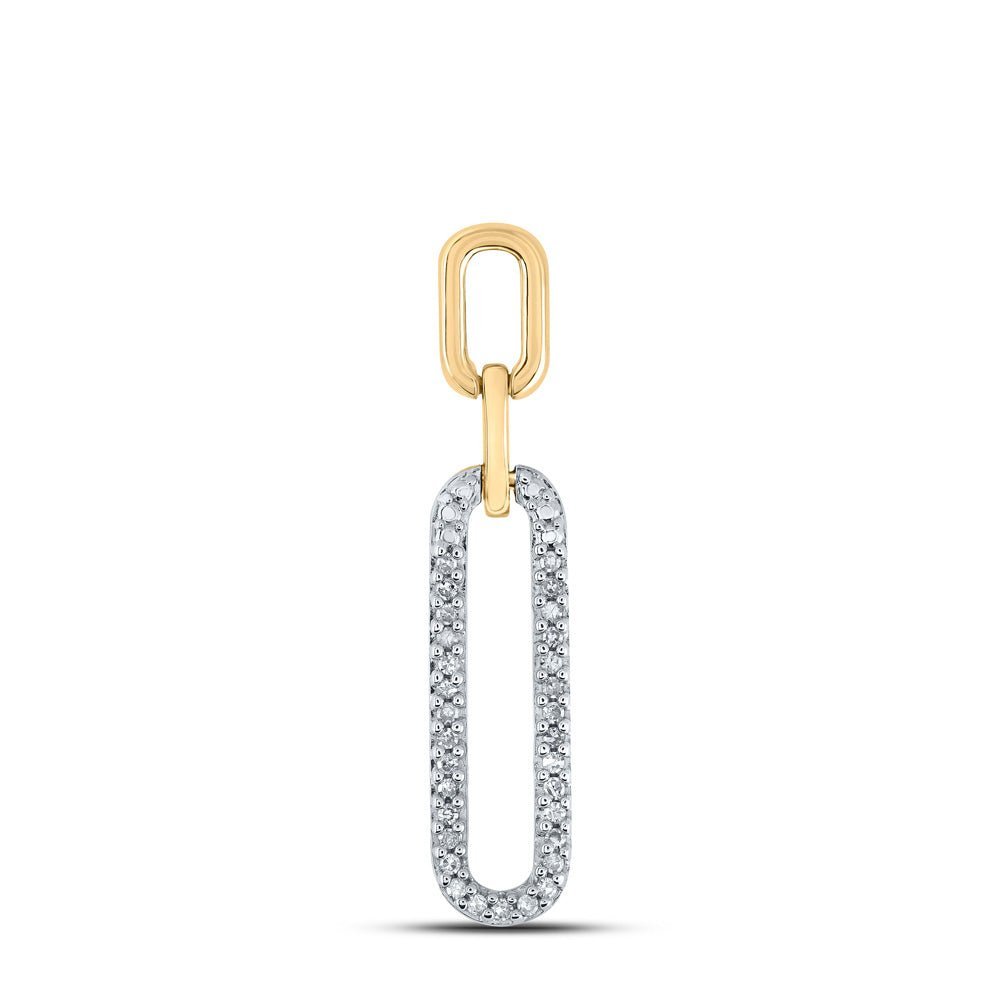 Radiant Elegance: 10kt Yellow Gold Womens Round Diamond Oblong Fashion Pendant - Splendid Jewellery