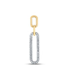 Radiant Elegance: 10kt Yellow Gold Womens Round Diamond Oblong Fashion Pendant - Splendid Jewellery