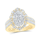 Radiant Elegance: 10kt Yellow Gold Womens Round Diamond Oval Fashion Ring 1 - 5/8 Cttw - Splendid Jewellery