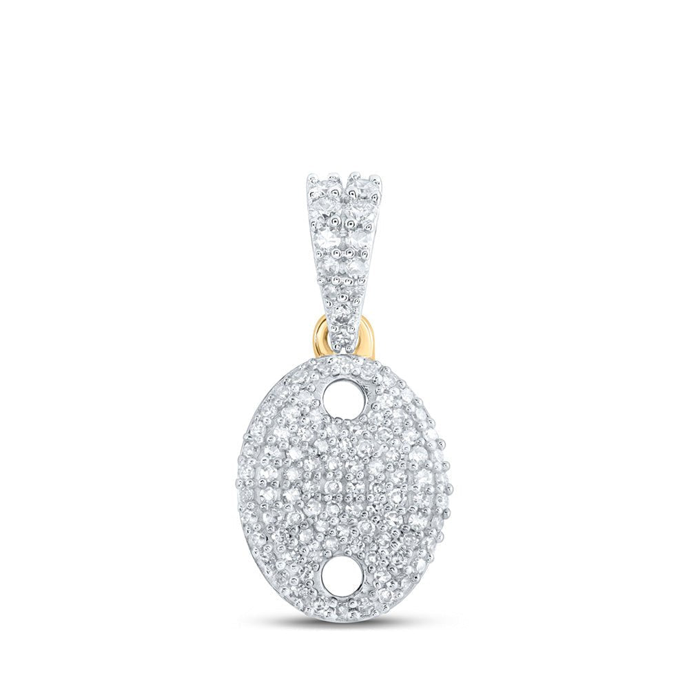 Radiant Elegance: 10kt Yellow Gold Womens Round Diamond Oval Pendant 1/3 Cttw - Splendid Jewellery