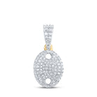 Radiant Elegance: 10kt Yellow Gold Womens Round Diamond Oval Pendant 1/3 Cttw - Splendid Jewellery