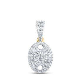 Radiant Elegance: 10kt Yellow Gold Womens Round Diamond Oval Pendant 1/3 Cttw - Splendid Jewellery