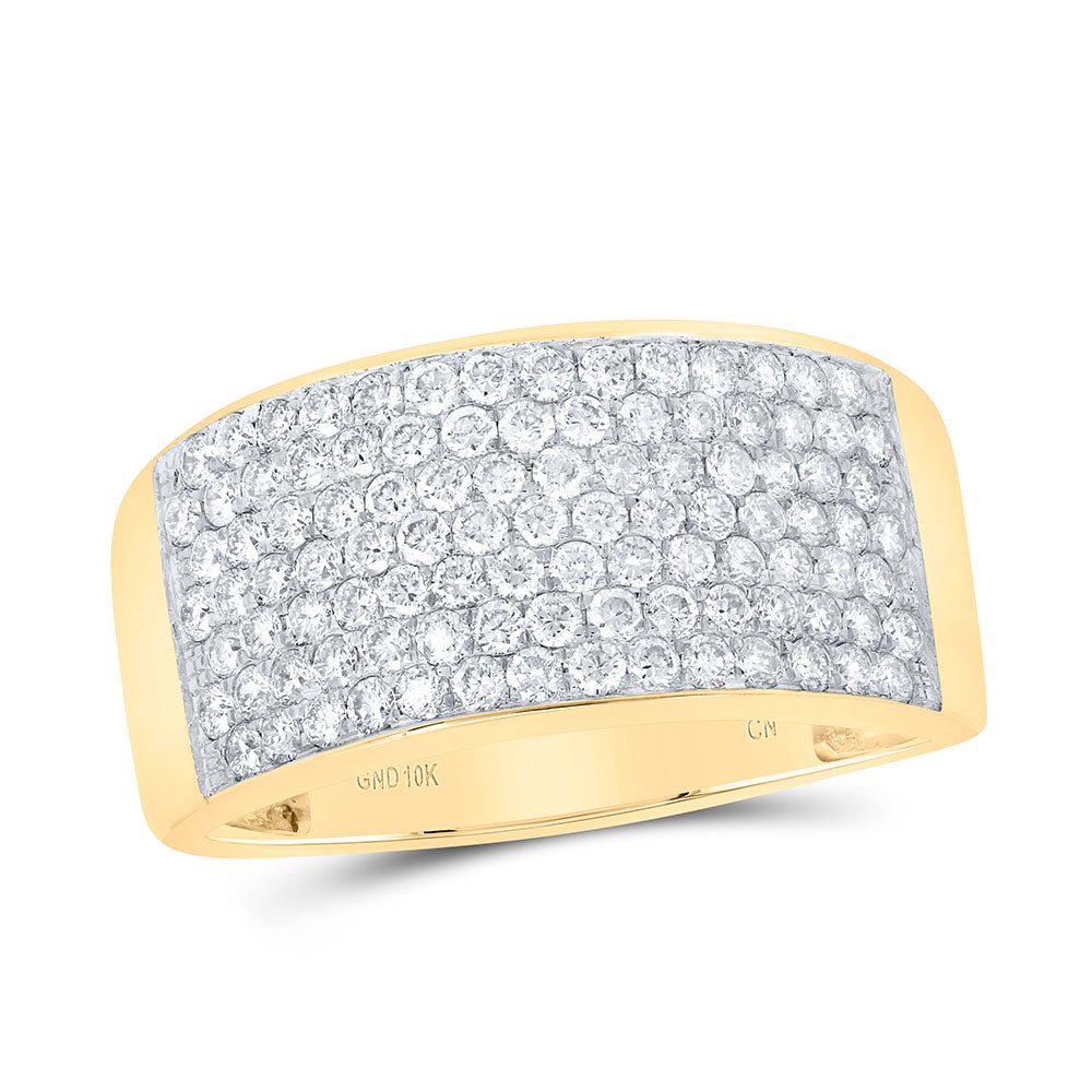 Radiant Elegance: 10kt Yellow Gold Womens Round Diamond Pave Band Ring 1 - 1/2 Cttw - Splendid Jewellery