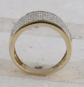 Radiant Elegance: 10kt Yellow Gold Womens Round Diamond Pave Band Ring 1 - 1/2 Cttw - Splendid Jewellery