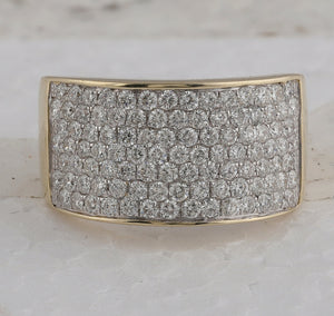 Radiant Elegance: 10kt Yellow Gold Womens Round Diamond Pave Band Ring 1 - 1/2 Cttw - Splendid Jewellery