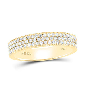 Radiant Elegance: 10kt Yellow Gold Womens Round Diamond Pave Band Ring 1/2 Cttw - Splendid Jewellery