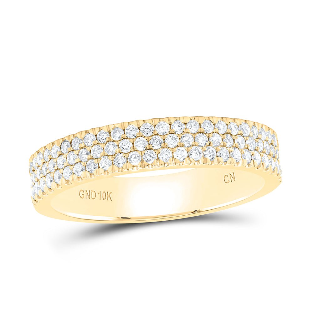 Radiant Elegance: 10kt Yellow Gold Womens Round Diamond Pave Band Ring 1/2 Cttw - Splendid Jewellery