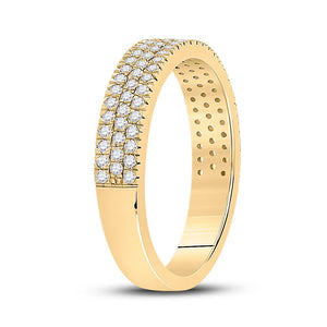 Radiant Elegance: 10kt Yellow Gold Womens Round Diamond Pave Band Ring 1/2 Cttw - Splendid Jewellery