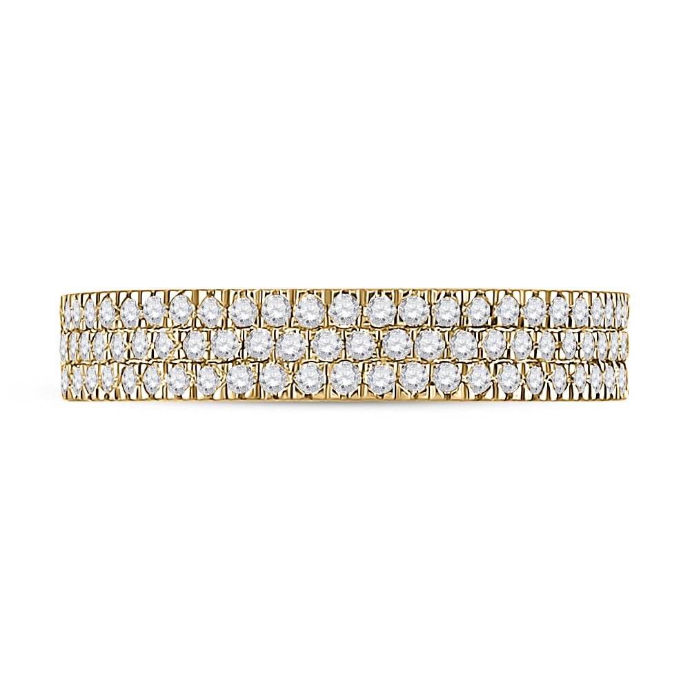 Radiant Elegance: 10kt Yellow Gold Womens Round Diamond Pave Band Ring 1/2 Cttw - Splendid Jewellery