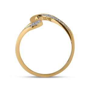 Radiant Elegance | 10kt Yellow Gold Womens Round Diamond S Curve Band Ring 1/20 Cttw - Splendid Jewellery