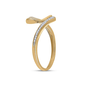 Radiant Elegance | 10kt Yellow Gold Womens Round Diamond S Curve Band Ring 1/20 Cttw - Splendid Jewellery